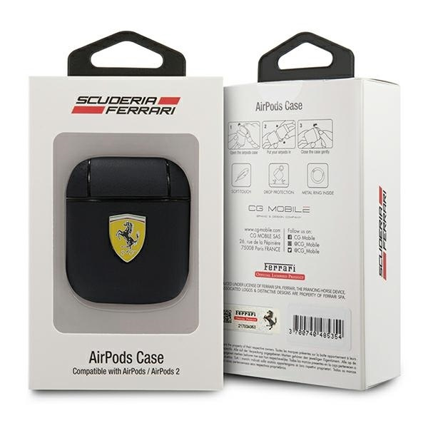 Etui Ferrari On Track Leather na AirPods 1/2 - czarne