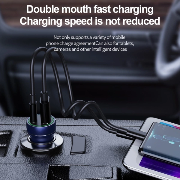 JELLICO car charger F4 PD 20W 1xUSB-C + 1xUSB QC3.0 + cable USB-C Black