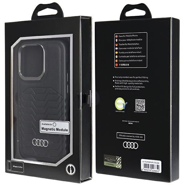 Audi Synthetic Leather MagSafe iPhone 14  Pro 6.1" czarny/black hardcase AU-TPUPCMIP14P-GT/D3-BK