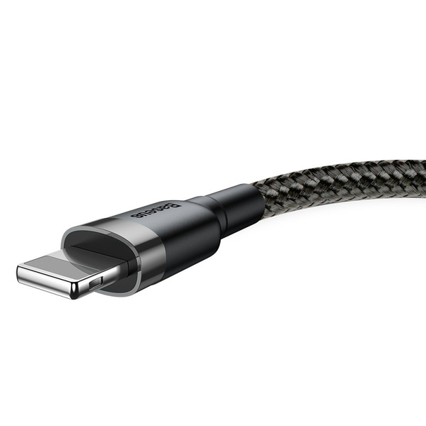 BASEUS CAFULE CABLE DURABLE NYLON BRAIDED WIRE USB / LIGHTNING QC3.0 2A 3M BLACK-GRAY (CALKLF-RG1)