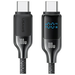 USAMS Kabel USB-C na USB-C 100W 1.2m      Digital Display Zinc Alloy Fast Charging Data Cable HX Series SJ742USB02 (US-SJ742)