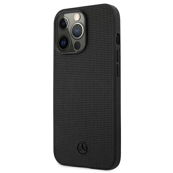 Etui Mercedes Leather Meshed Metal Logo na iPhone 13 Pro / iPhone 13 - czarne