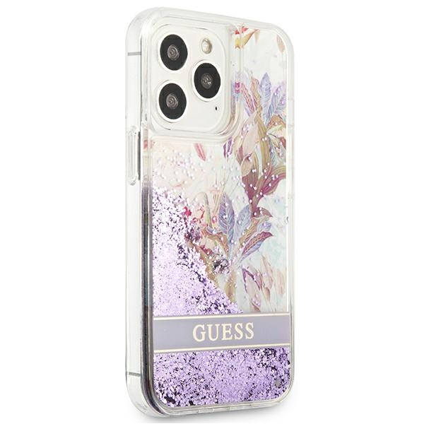 Guess GUHCP13LLFLSU iPhone 13 Pro / 136,1" fioletowy/purple hardcase Flower Liquid Glitter