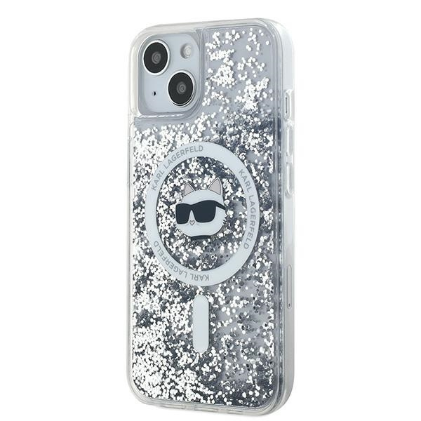 Karl Lagerfeld KLHMP13MLGCHSGH iPhone 13 6.1" hardcase transparent Liquid Glitter Choupette Head Magsafe