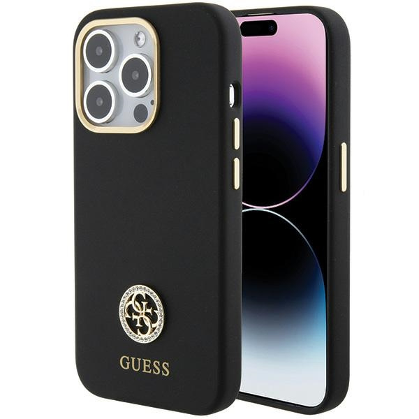 Guess GUHCP15LM4DGPK iPhone 15 Pro6.1" czarny/black hardcase Silicone Logo Strass 4G