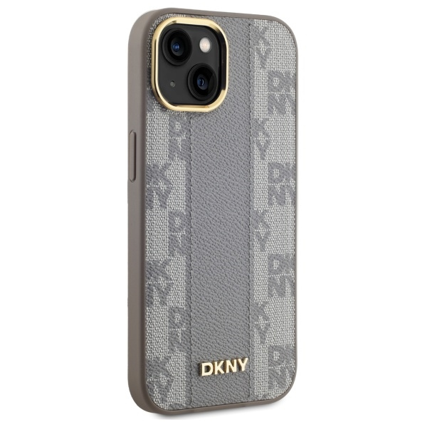 DKNY DKHMP15MPCPVSLE iPhone 15 Plus6.7" beżowy/beige hardcase Leather Checkered Mono Pattern MagSafe