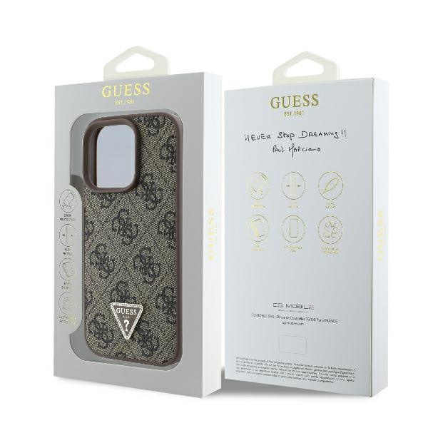 Guess GUHCP16XP4TDPW iPhone 16 Pro Max6.9" brązowy/brown hardcase Leather 4G Triangle Strass