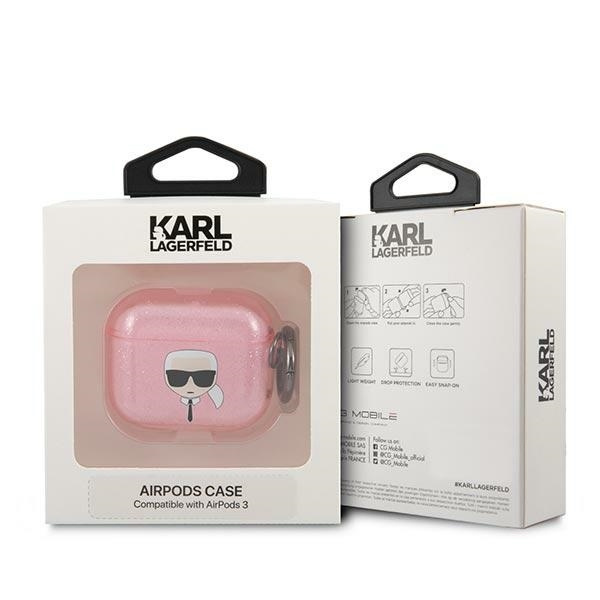 KARL LAGERFELD KLA3UKHGP AIRPODS 3 COVER RÓŻOWY/PINK GLITTER KARL`S HEAD