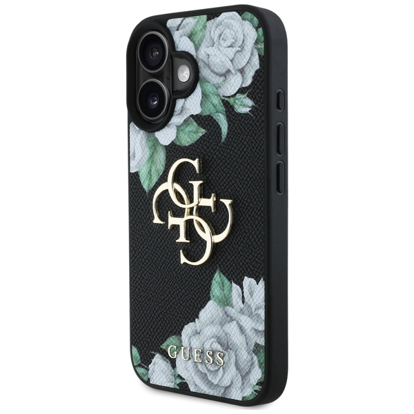 Etui Guess Grained Roses Big 4G logo do  iPhone 16 czarny