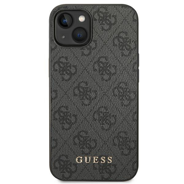 Guess GUHCP14SG4GFGR iPhone 14 / 15 / 136.1" szary/grey hard case 4G Metal Gold Logo