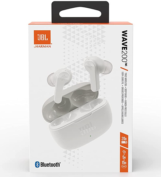 BLUETOOTH HEADPHONES WIRELESS JBL WAVE 200 TWS WHITE
