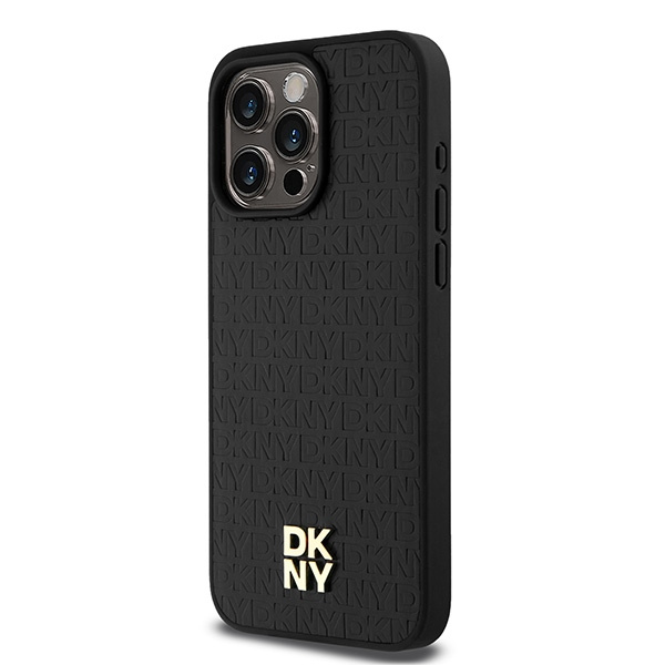 DKNY DKHMP15XPSHRPSK iPhone 15 Pro Max6.7" czarny/black hardcase Leather Monogram Pattern Metal Logo MagSafe