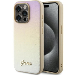 GUESS GUHCP15XPSAIRD IPHONE 15 PRO MAX 6.7 "ZLOTY/GOLD HARDCASE SAFFIANO IRIDESCENT SCRIPT