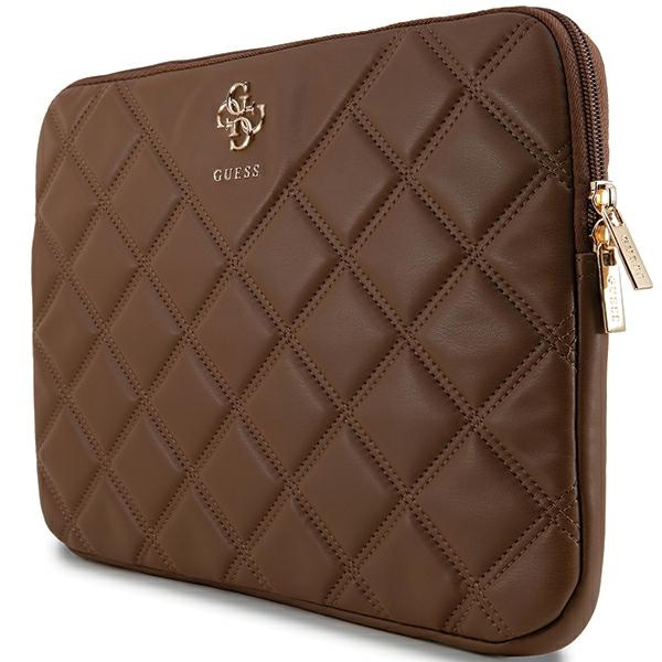 Guess Sleeve GUCS14ZPSQSSGW 14"brązowy/brown Quilted 4G
