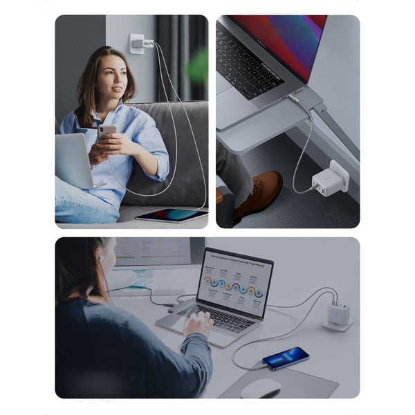 GaN Fast Charger 3xUSB C / USB 100W PPS Ugreen CD226 - White