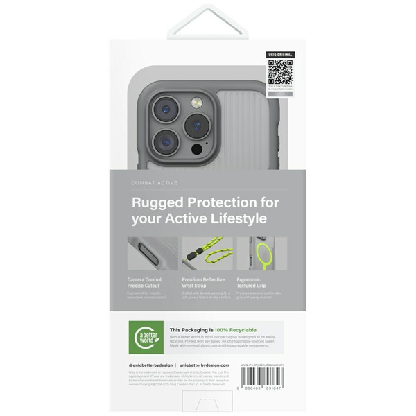 Etui UNIQ Combat Active do iPhone 16 Pro Magclick Charging szary