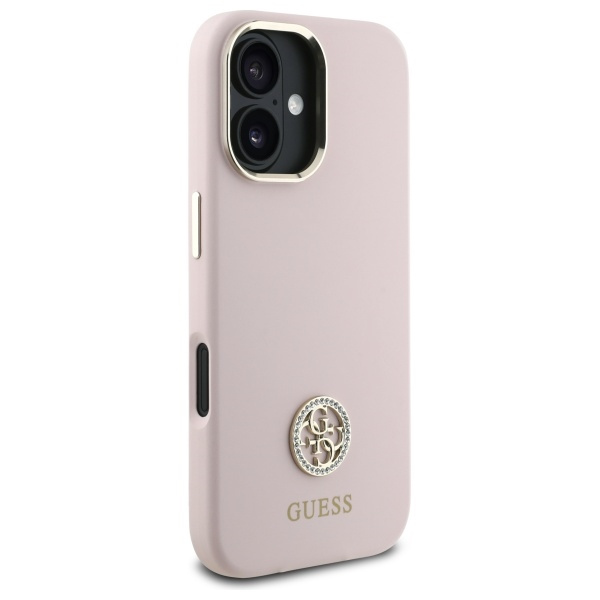 Guess GUHCP16SM4DGPP iPhone 16 6.1"      jasnoróżowy/pink hardcase Silicone Logo Strass 4G