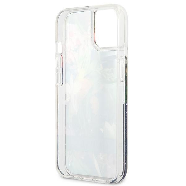 Guess GUHCP13SLFLSB iPhone 13 mini 5,4"niebieski/blue hardcase Flower Liquid Glitter