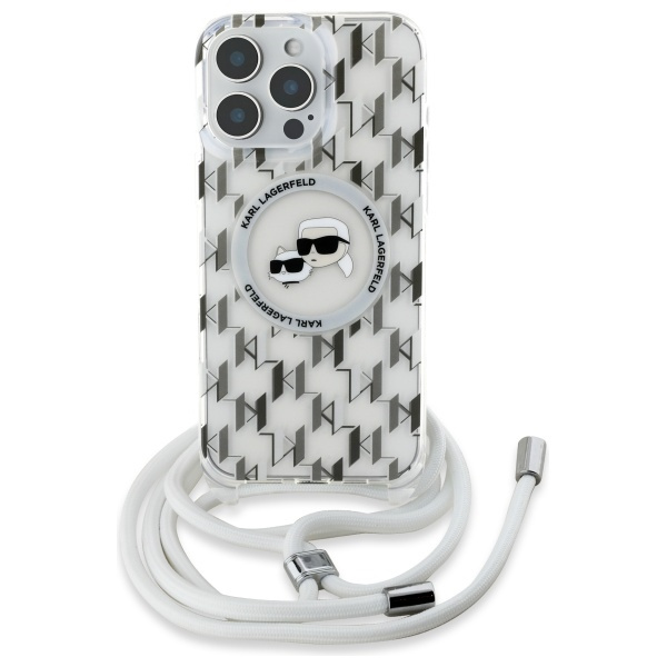 Karl Lagerfeld KLHMP16XHCKCKLCT iPhone    16 Pro Max 6.9" transparent hardcase IML Crossbody Monogram Karl & Choupette Head MagSafe