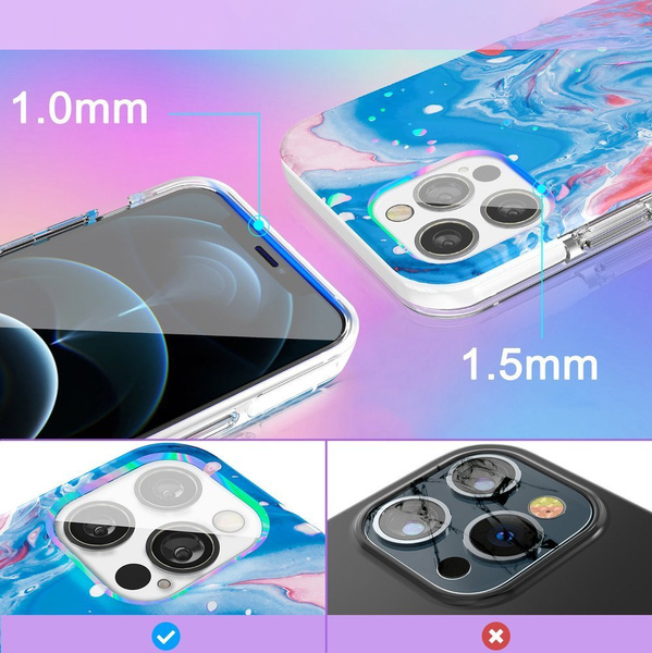 Kingxbar Watercolour Series kolorowe etui do iPhone 12 Pro Max niebieskoróżowy