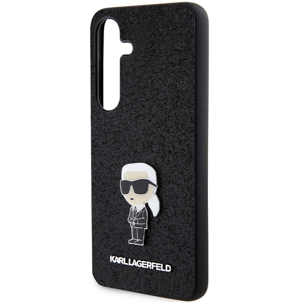 KARL LAGERFELD KLHCS24MGKNPSK S24+ S926 CZARNY/BLACK HARDCASE FIXED GLITTER IKONIK LOGO METAL PIN