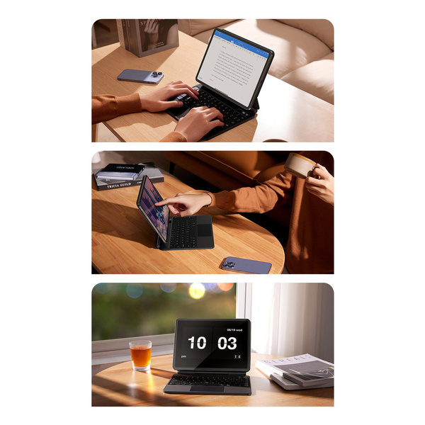 Baseus Brilliance klawiatura bluetooth etui iPad Pro 11'' (2018/2020/2021) / iPad Air 4 10.9'' / iPad Air 5 10.9'' / iPad 10 10.9'' (2022) magnetyczne z klapką podstawka szare