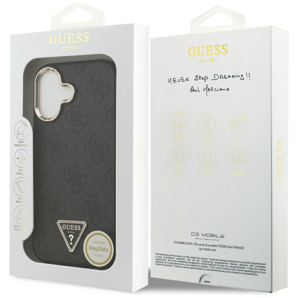 Etui Guess 4G Triangle Logo MagSafe do   iPhone 17 czarny złoty
