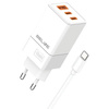 Beline Ład. siec. 2x USB-C + 1x USB 65W + kabel USB-C biały/white PD 3.0 + QC 3.0 BLN3CW65C GaN
