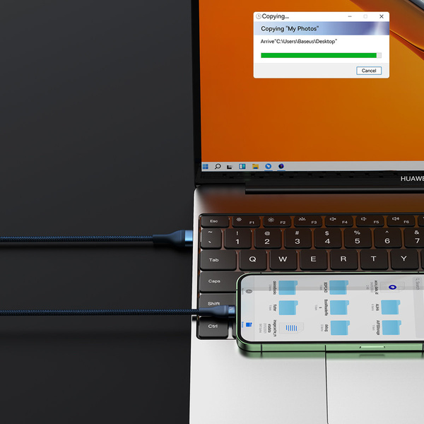 Baseus Flash Series II kabel USB - USB Typ C / Lightning / micro USB 100 W 1,2 m niebieski (CASS030003)