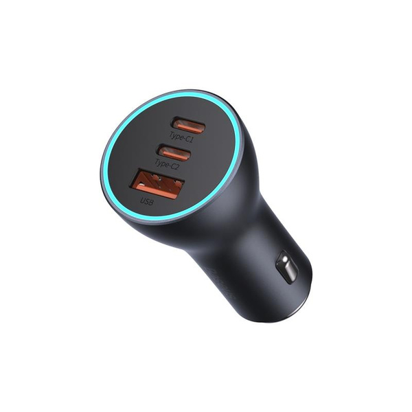 Baseus Golden Contactor Pro car charger USB-A + 2x USB-C 65W dark gray (CGJP010013)