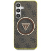 Etui Guess 4G Glitter Triangle Buttons   MagSafe do Samsung Galaxy S25 brązowy