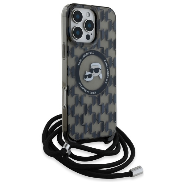 Karl Lagerfeld KLHMP16XHCKCKLCK iPhone    16 Pro Max 6.9" czarny/black hardcase IML Crossbody Monogram Karl & Choupette Head MagSafe
