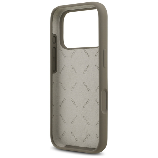 Etui Guess Silicone Big 4G Script do     iPhone 17 Pro Max brązowy