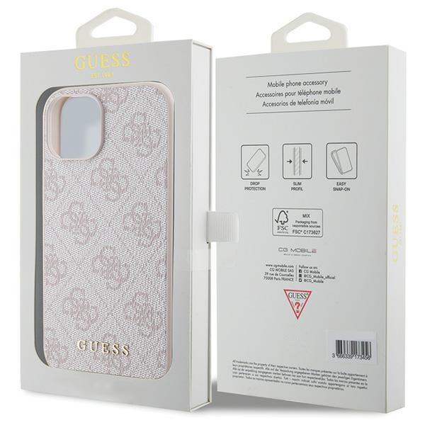 Guess GUHCP15SG4GFPI iPhone 15 / 14 / 136.1" różowy/pink hard case 4G Metal Gold Logo