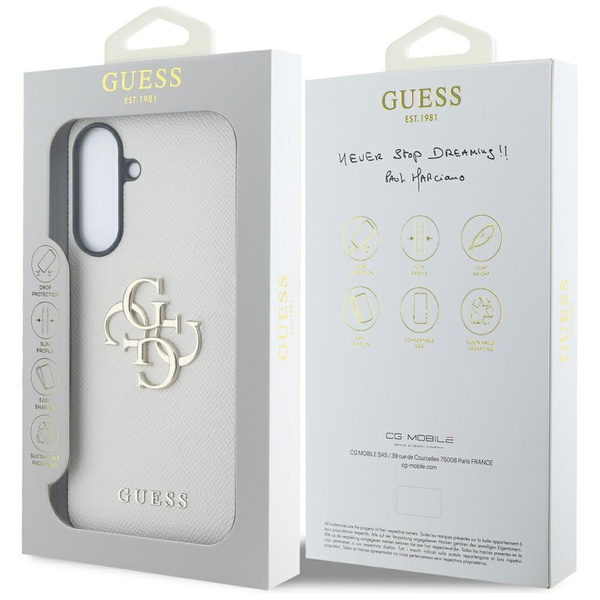 Etui Guess Grained Big 4G Logo Small     Classic Logo do Samsung Galaxy A56 beżowy