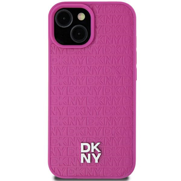 DKNY DKHMP15SPSHRPSP iPhone 15 / 14 / 136.1" różowy/pink hardcase Leather Pattern Metal Logo MagSafe