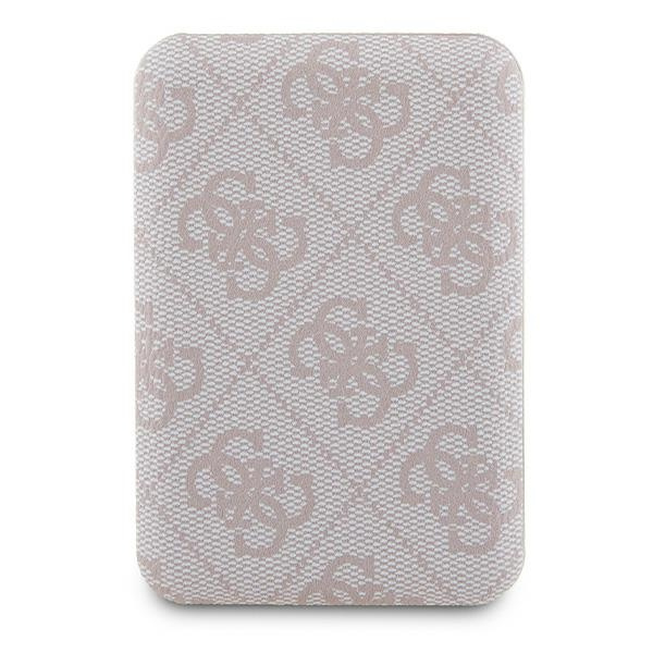 Guess Powerbank indukcyjny 15WGUPB5FP4EMGP 5000mAh różowy/pink 4G Leather Metal Logo MagSafe