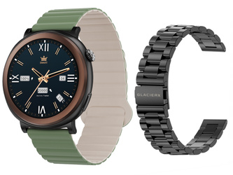 Smartwatch GlacierX Theron Black + Pasek GX-T248