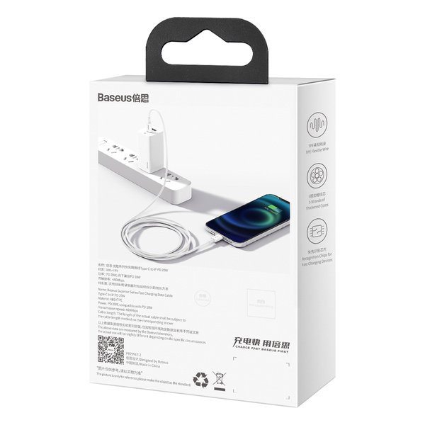 Kabel Baseus Superior Series USB-C / Lightning PD 20W 1 m - biały