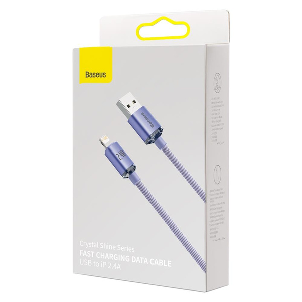 Baseus Crystal Shine Series cable USB cable for fast charging and data transfer USB Type A - Lightning 2.4A 2m purple (CAJY000105)