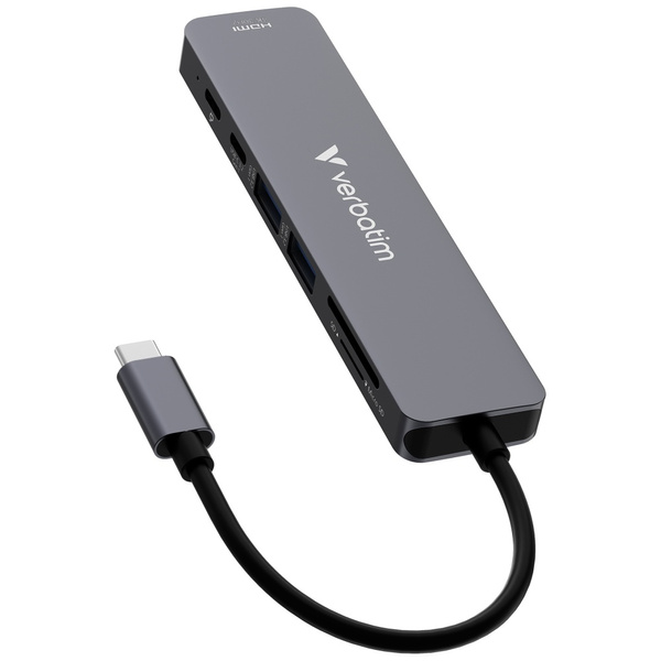 Adapter Hub Verbatim HDMI/USB-C          3.2/USB-C/2xUSB-A 3.2/SD/microSD aluminiowy 32158
