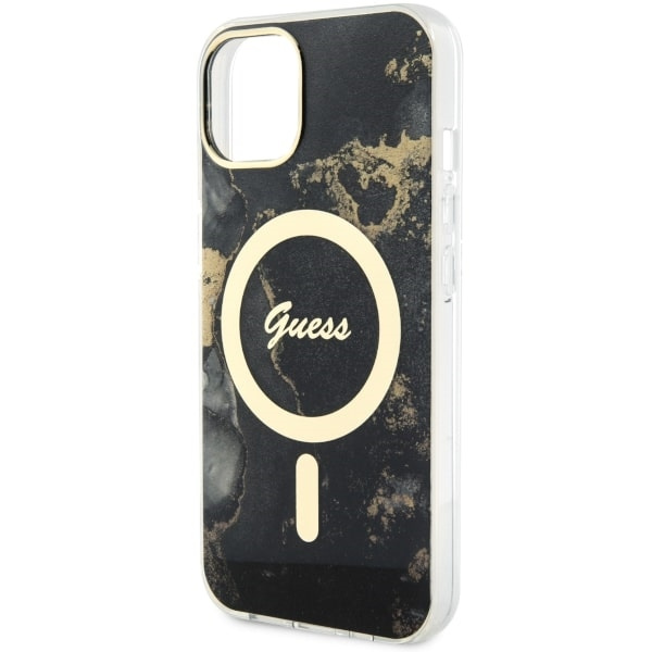 Guess GUHMP14MHTMRSK iPhone 14 Plus/ 15 Plus 6.7" czarny/black hardcase Golden Marble MagSafe