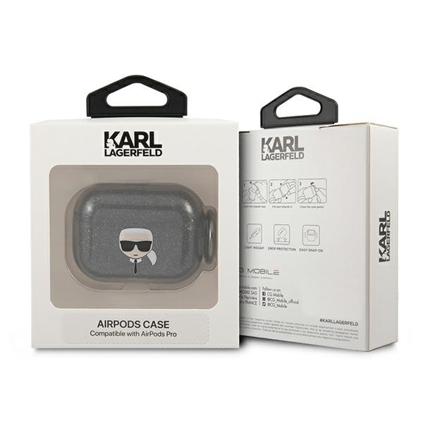 Karl Lagerfeld KLAPUKHGK AirPods Procover czarny/black Glitter Karl`s Head