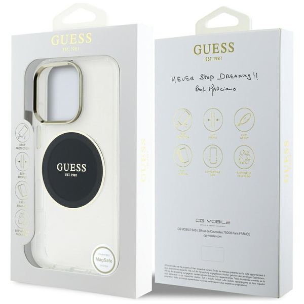 Etui Guess IML Metal Colored Circle      Classic Logo MagSafe do iPhone 16 Pro czarny