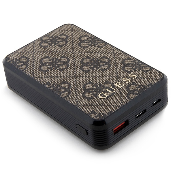 Guess Powerbank 18W GUPB10DP4GEGW10000mAh brązowy/brown 4G Leather Metal Logo