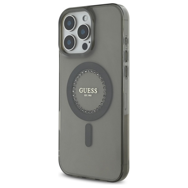 Guess GUHMP16LPFTDTEK iPhone 16 Pro 6.3" czarny/black hardcase IML Rhinestones MagSafe