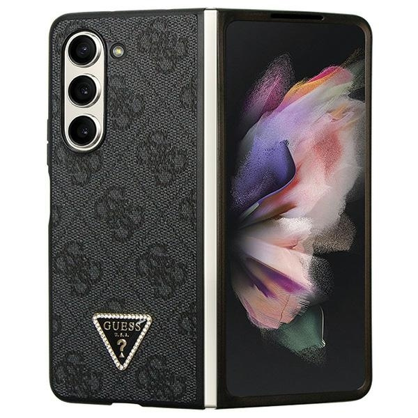 GUESS GUHCZFD5P4TDPK F946 Z FOLD5 CZARNY/BLACK HARDCASE LEATHER 4G DIAMOND TRIANGLE