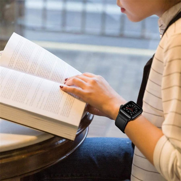 TECH-PROTECT LEATHERFIT APPLE WATCH 4 / 5 / 6 / 7 / 8 / SE (38 / 40 / 41 MM) BLACK