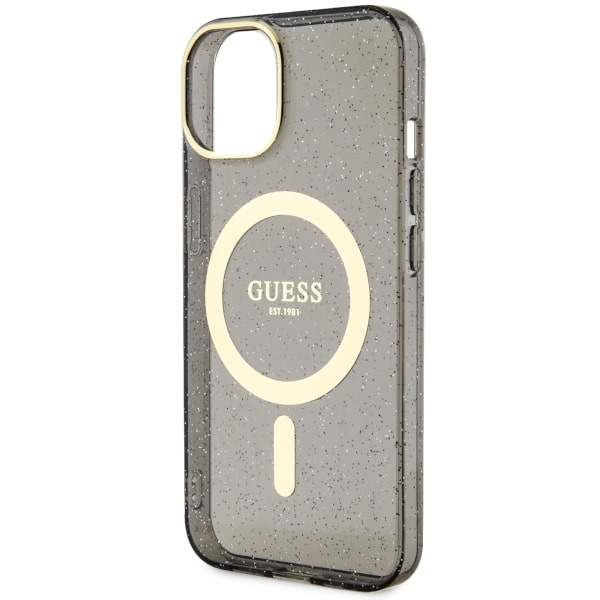 Guess GUHMP14SHCMCGK iPhone 14 / 15 / 136.1" czarny/black hardcase Glitter Gold MagSafe