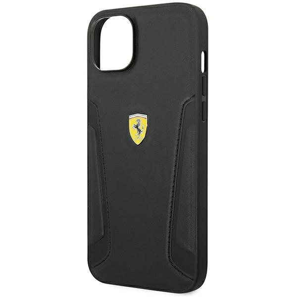 Etui Ferrari Leather Stamp Sides na iPhone 14 Plus - czarne